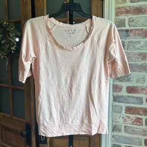 LOFT T-Shirt Womens XS Pink Vintage Soft Raglan Scoop Neck Slub Cotton‎ Basic